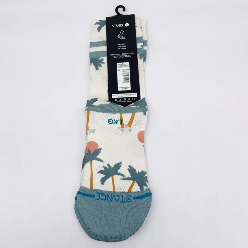 NWT Kid's Off White Stance Palm Tree Patterned Crew Socks